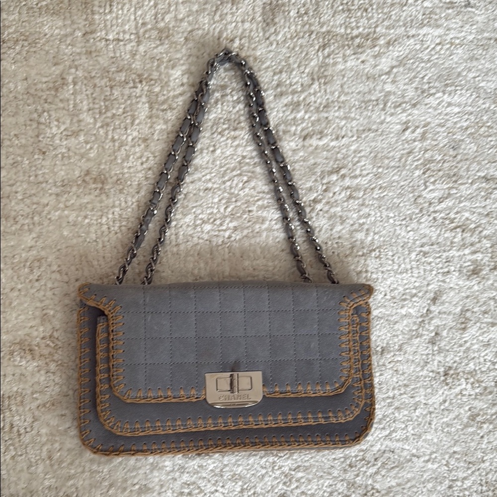 Chanel bag - suede with natural stitching color